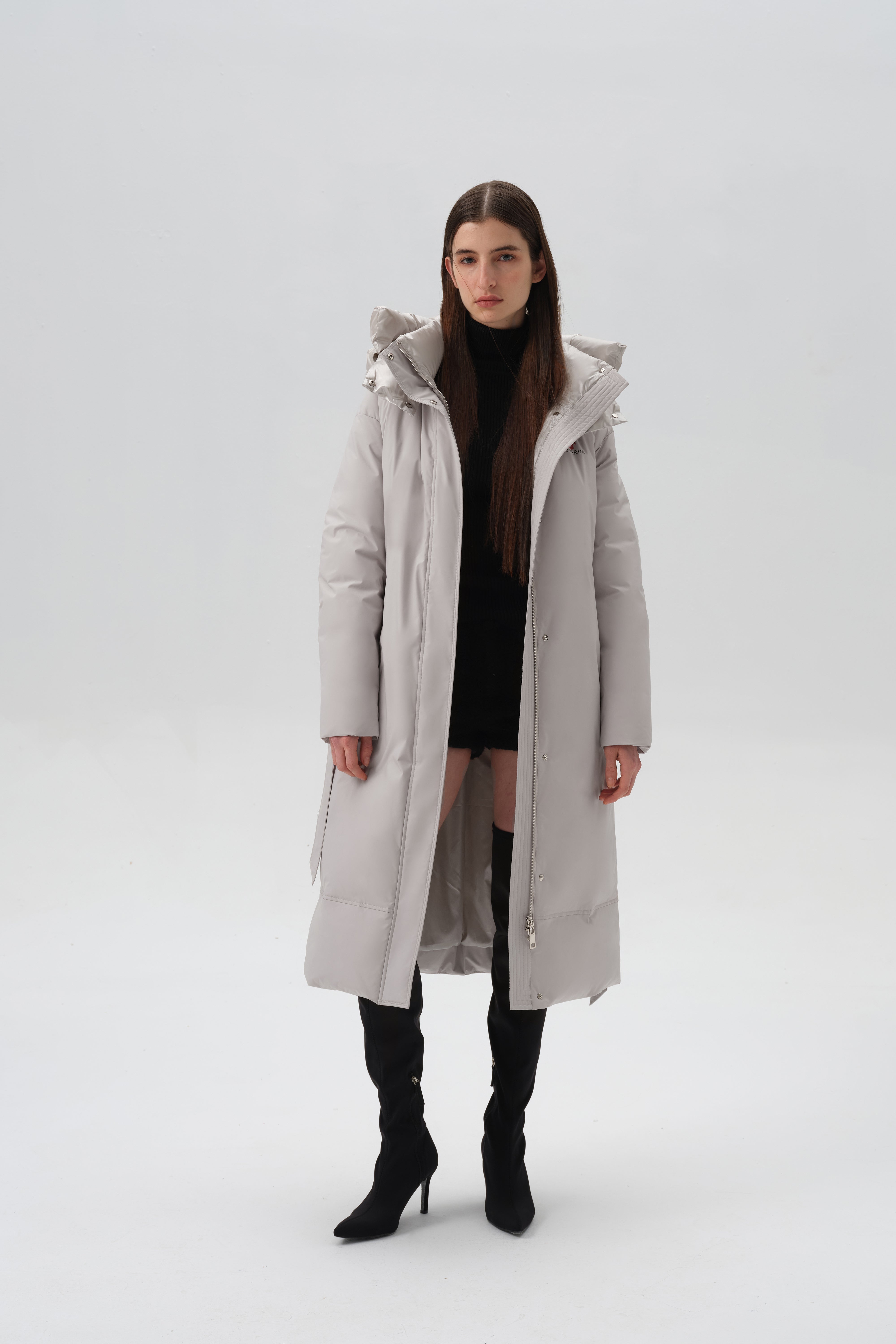 801 LONG DOWN TRENCH COAT SILVER – VOTARUN - Main Image