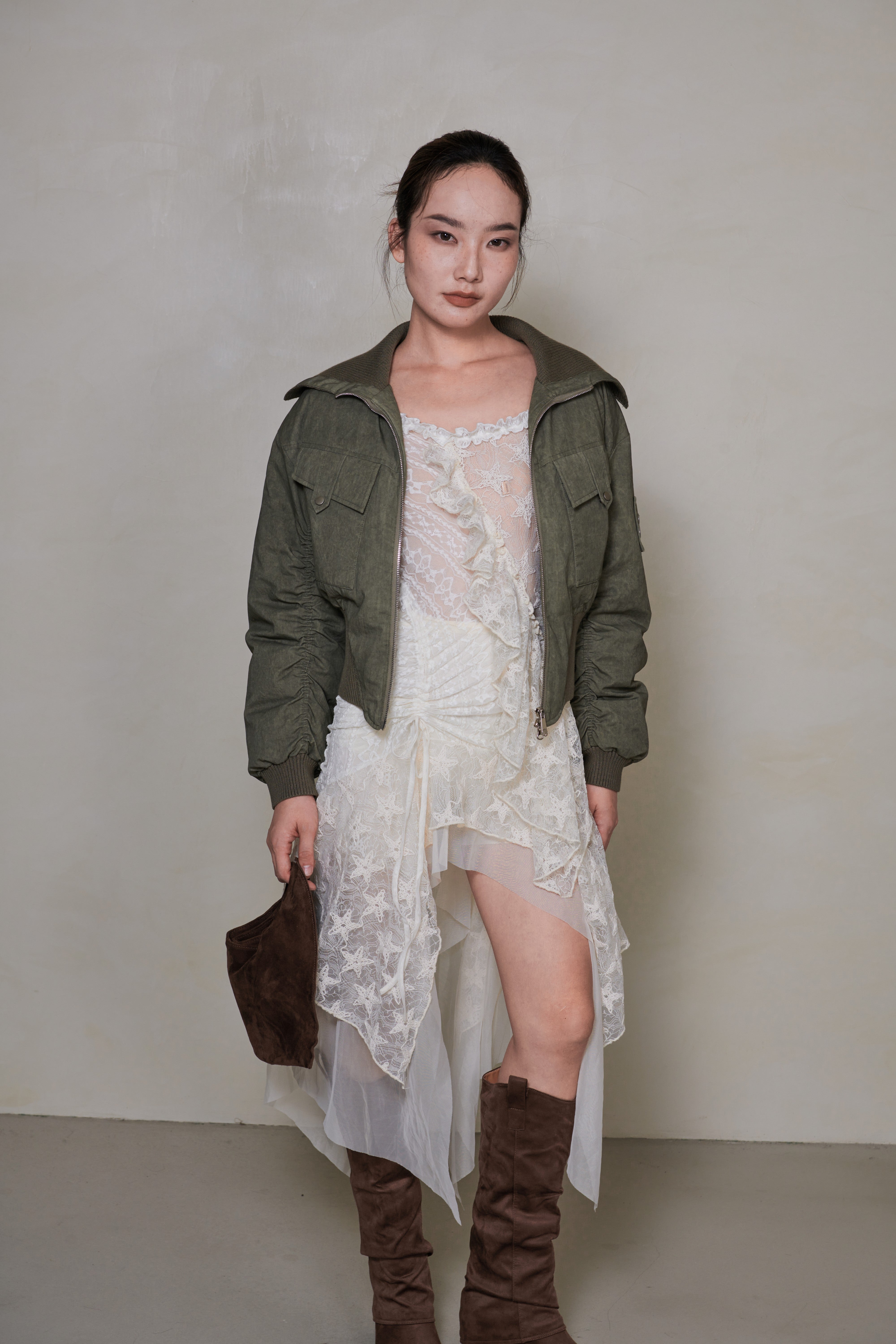 030 SHORT DOWN JACKET - DRAB