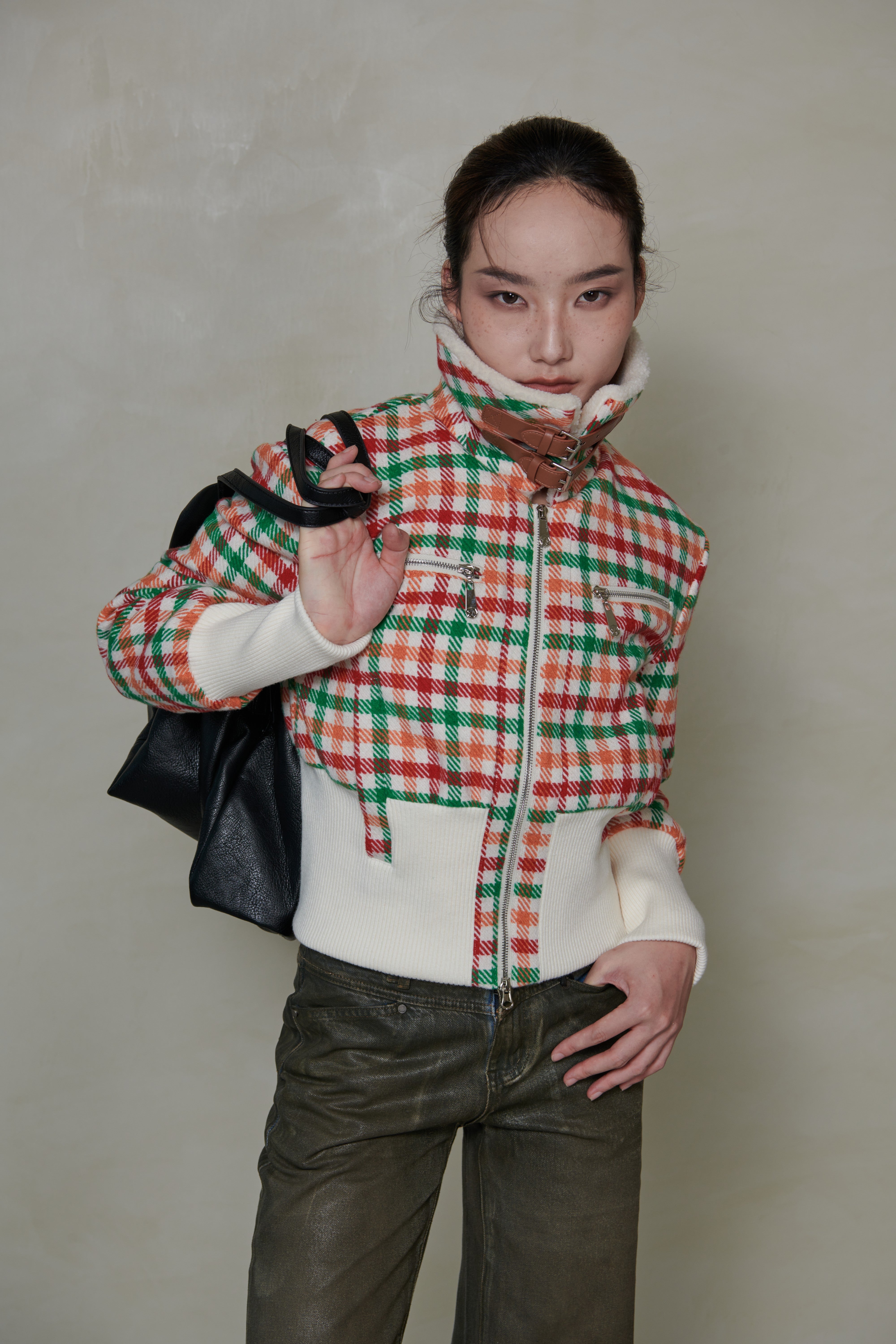 037 SHORT DOWN JACKET - TARTAN