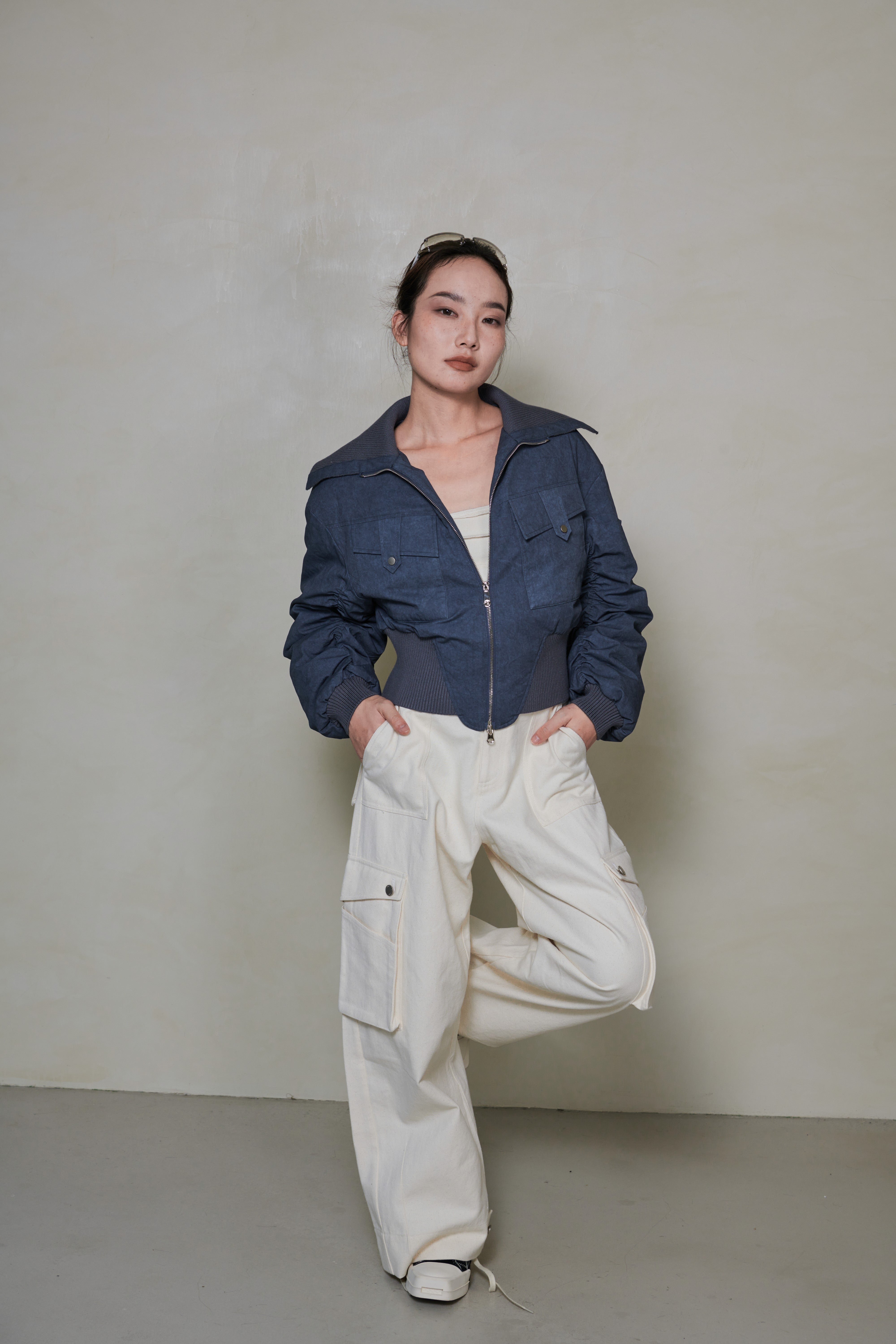 030 SHORT DOWN JACKET - SLATE