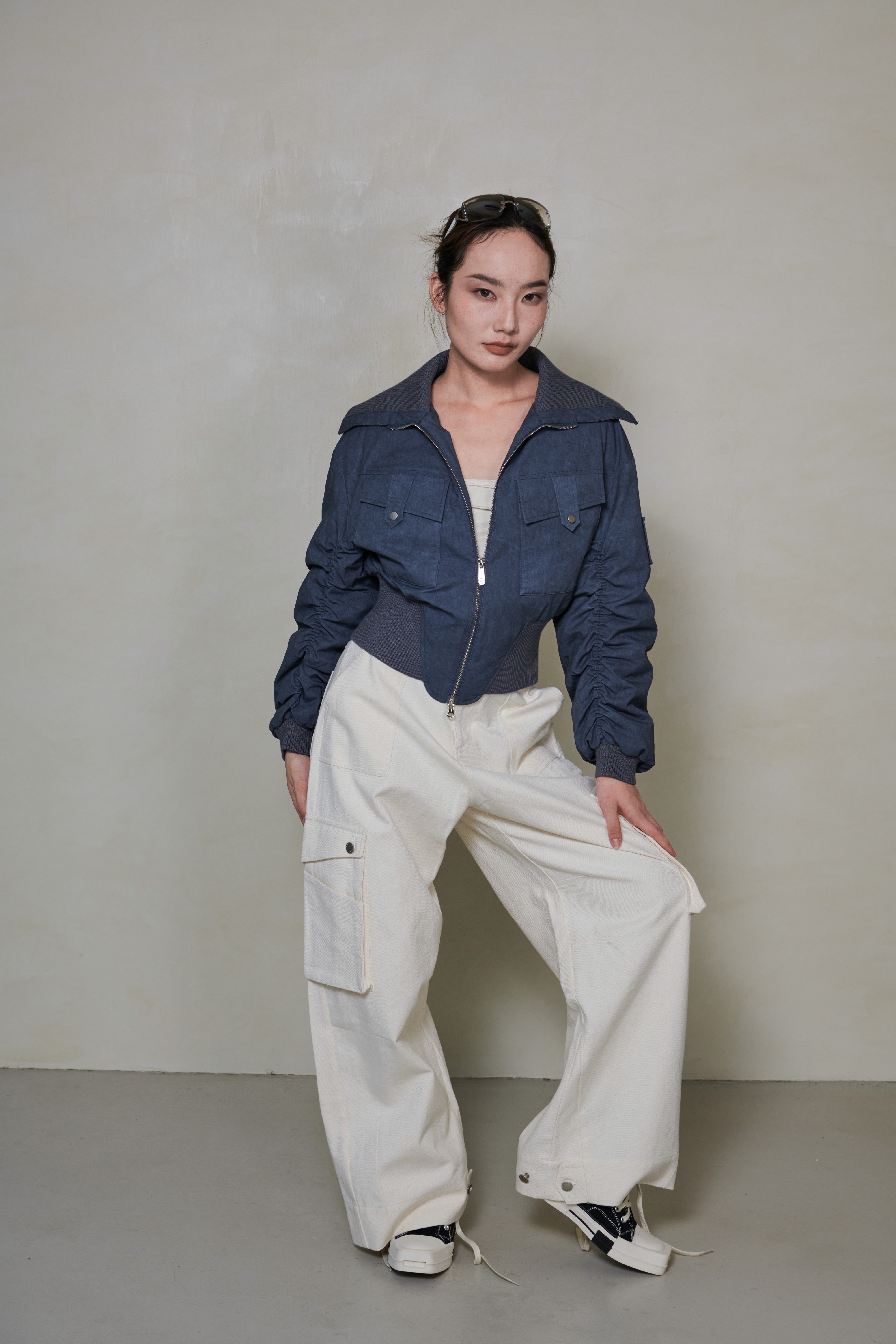 030 SHORT DOWN JACKET - SLATE