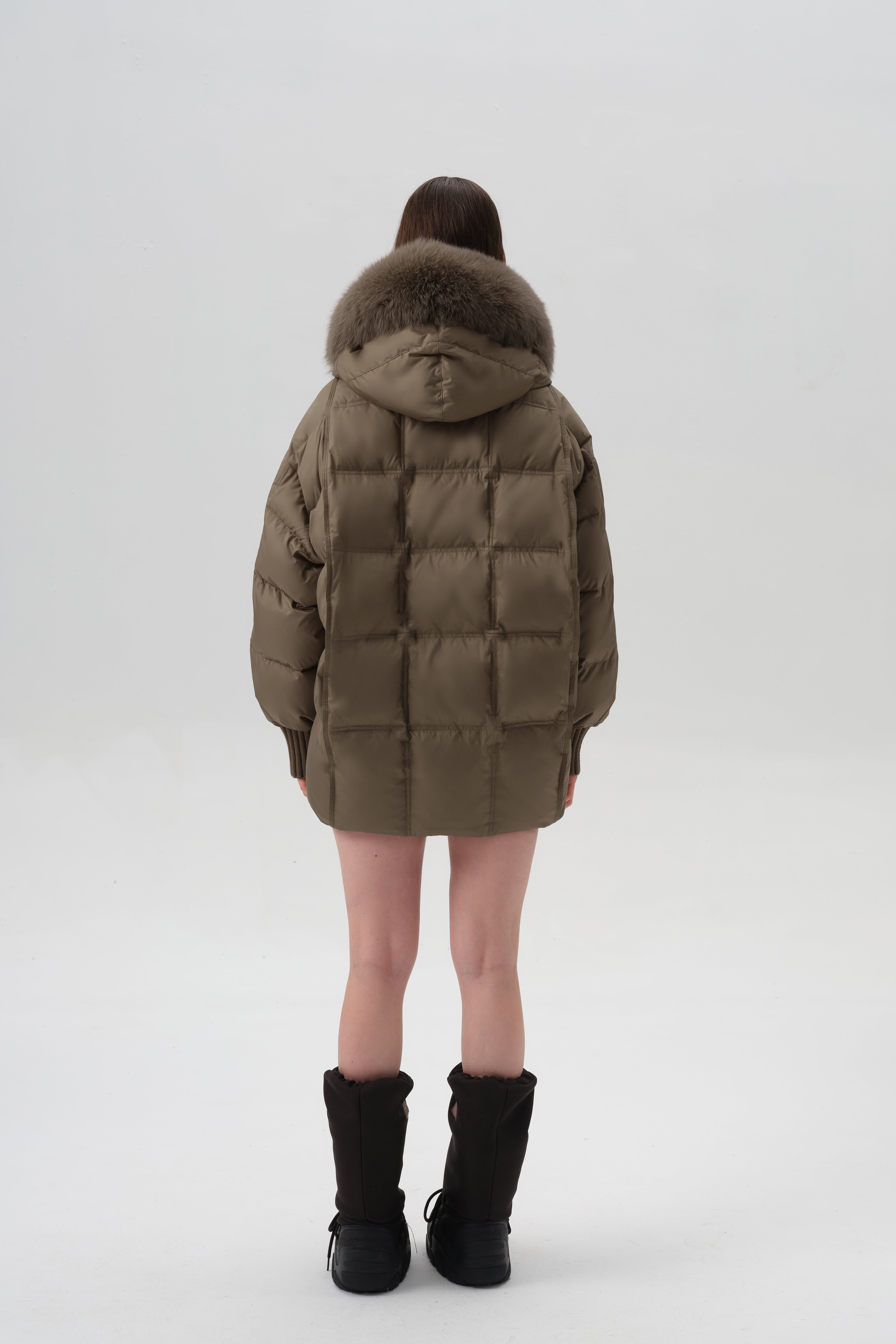 Down Jacket Max Mara Clio Coat 125 SHORT DOWN JACKET DARK KHAKI